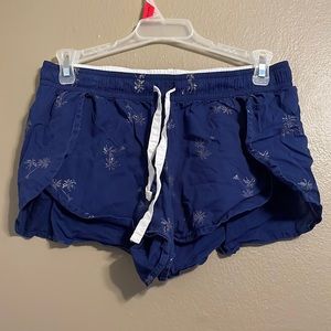 Victoria's Secret Sleep Shorts Navy Blue Palm Tree Print XS Pajama Shorts